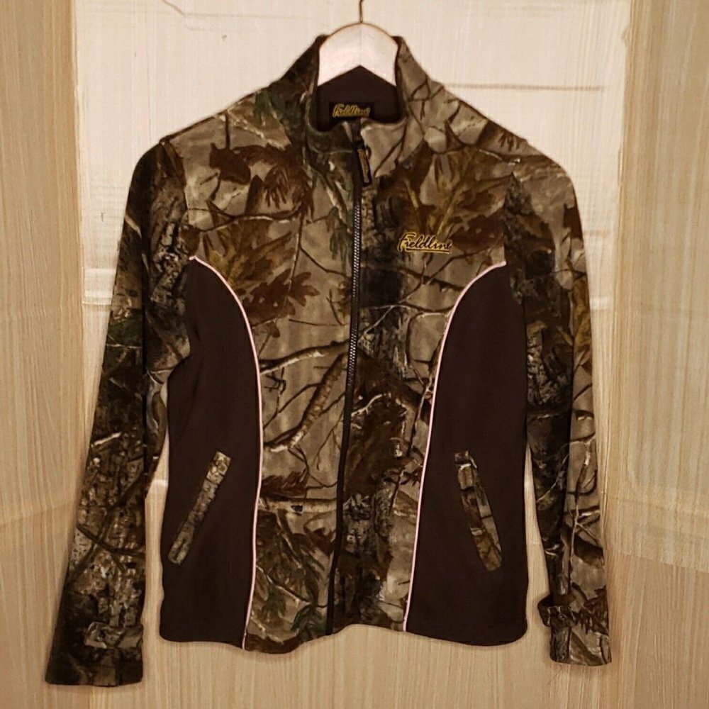 Fieldline Womens Brown Pink Camouflage Fleece Full Zip Jacket Medium